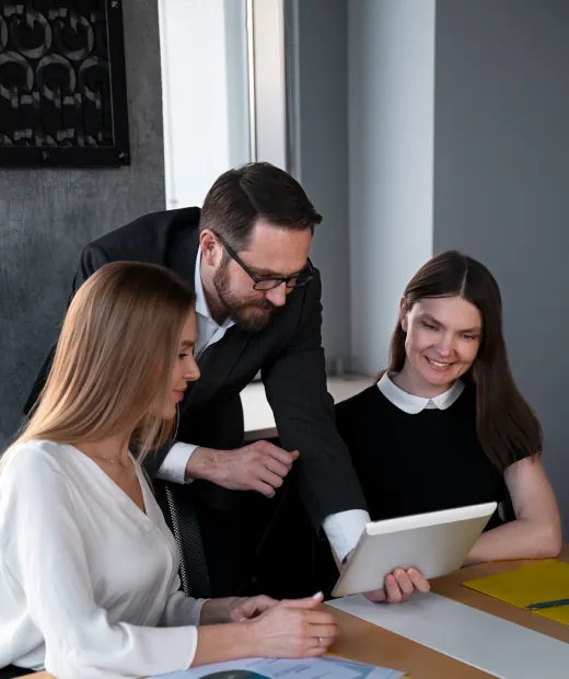 Consultants reviewing a client's bills